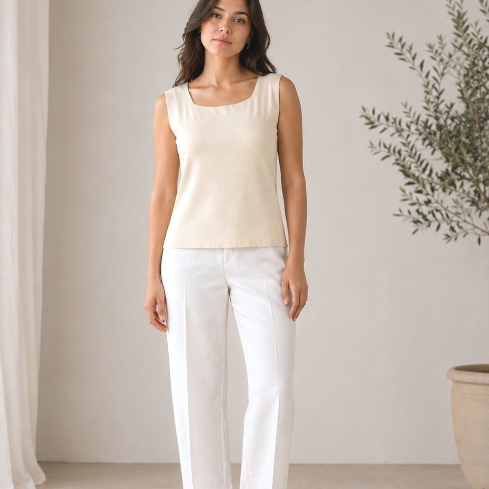 Coldwater Creek Silk Blend Shell Top Size L Minimalist Classic Office Capsule